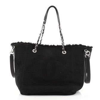 Chanel Double Face Deauville Tote Fringe Quilted Canvas Small