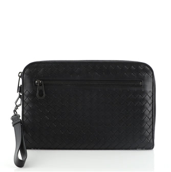 Bottega Veneta Front Zip Portfolio Pouch Intrecciato Nappa Medium