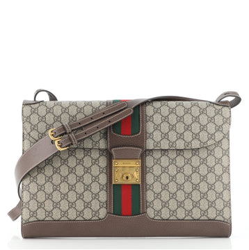 Gucci Padlock Web Messenger Bag GG Coated Canvas Large