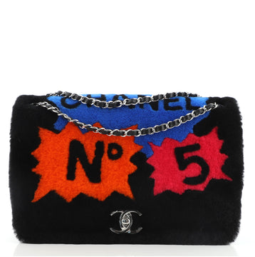 Chanel No.5 Comic Flap Bag Shearling with Quilted Lambskin Jumbo