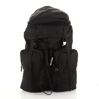 Prada Double Pocket Buckle Backpack Tessuto Large