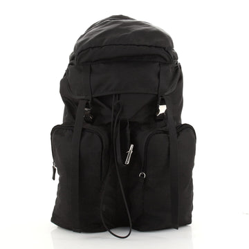 Prada Double Pocket Buckle Backpack Tessuto Large