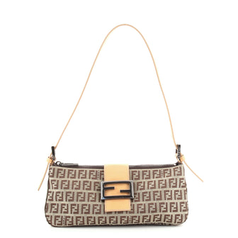 Fendi Vintage Baguette Shoulder Bag Zucchino Canvas Medium