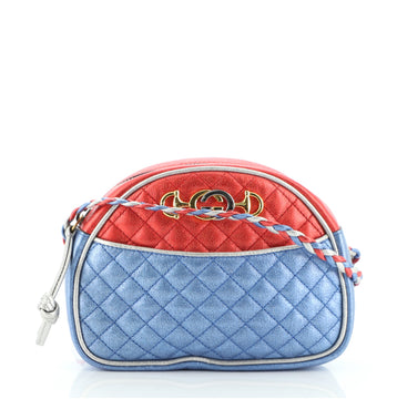 Gucci Trapuntata Camera Shoulder Bag Quilted Laminated Leather Mini