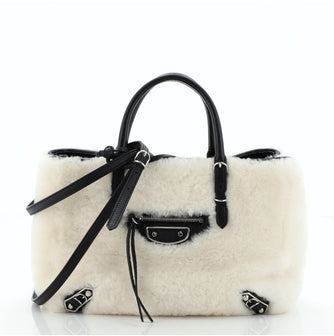 Balenciaga Papier A4 Classic Metallic Edge Bag Shearling Mini