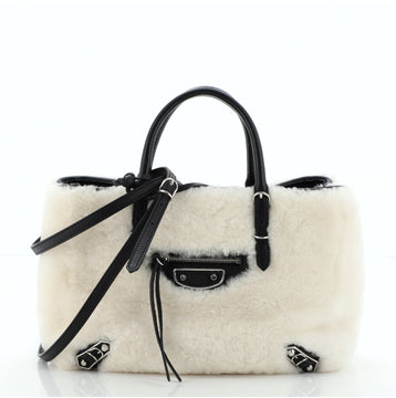 Balenciaga Papier A4 Classic Metallic Edge Bag Shearling Mini