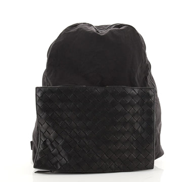 Bottega Veneta Expandable Backpack Nylon with Intrecciato Leather Medium