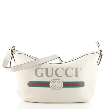 Gucci Logo Half-Moon Hobo Printed Leather