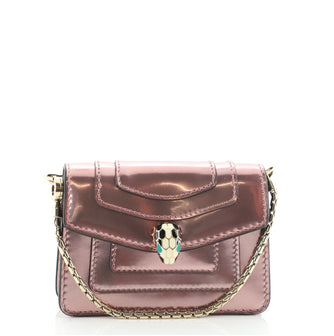 Bvlgari Serpenti Forever Card Holder on Chain Metallic Leather