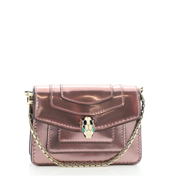 Bvlgari Serpenti Forever Card Holder on Chain Metallic Leather