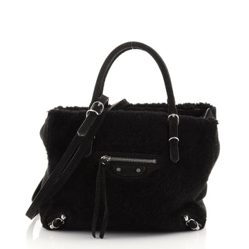 Balenciaga Papier A6 Zip Around Classic Studs Bag Shearling