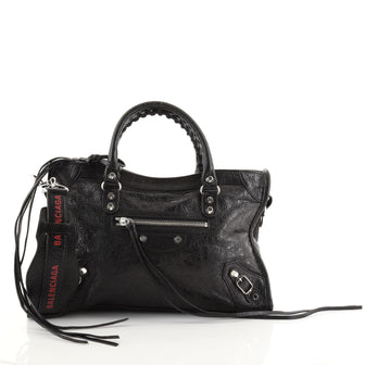 Balenciaga Logo Strap City Classic Studs Bag Leather Small