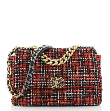 Chanel 19 Flap Bag Quilted Tweed Large