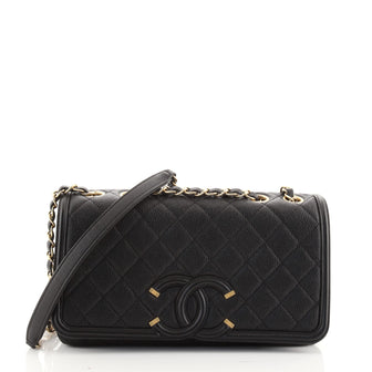 Chanel Filigree Flap Bag Quilted Caviar Medium