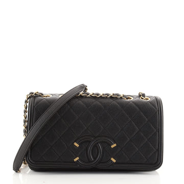 Chanel Filigree Flap Bag Quilted Caviar Medium