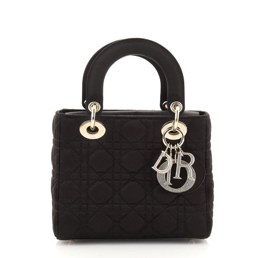 Christian Dior Lady Dior Bag Cannage Quilt Satin with Crystal