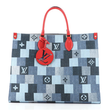 Louis Vuitton OnTheGo Tote Damier and Monogram Patchwork Denim GM