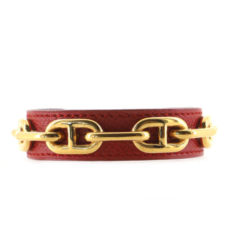 Hermes Chaine d'Ancre Cuff Bracelet Leather and Metal Narrow