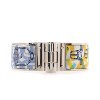 Hermes Hinged Bracelet Metal and Printed Enamel Wide