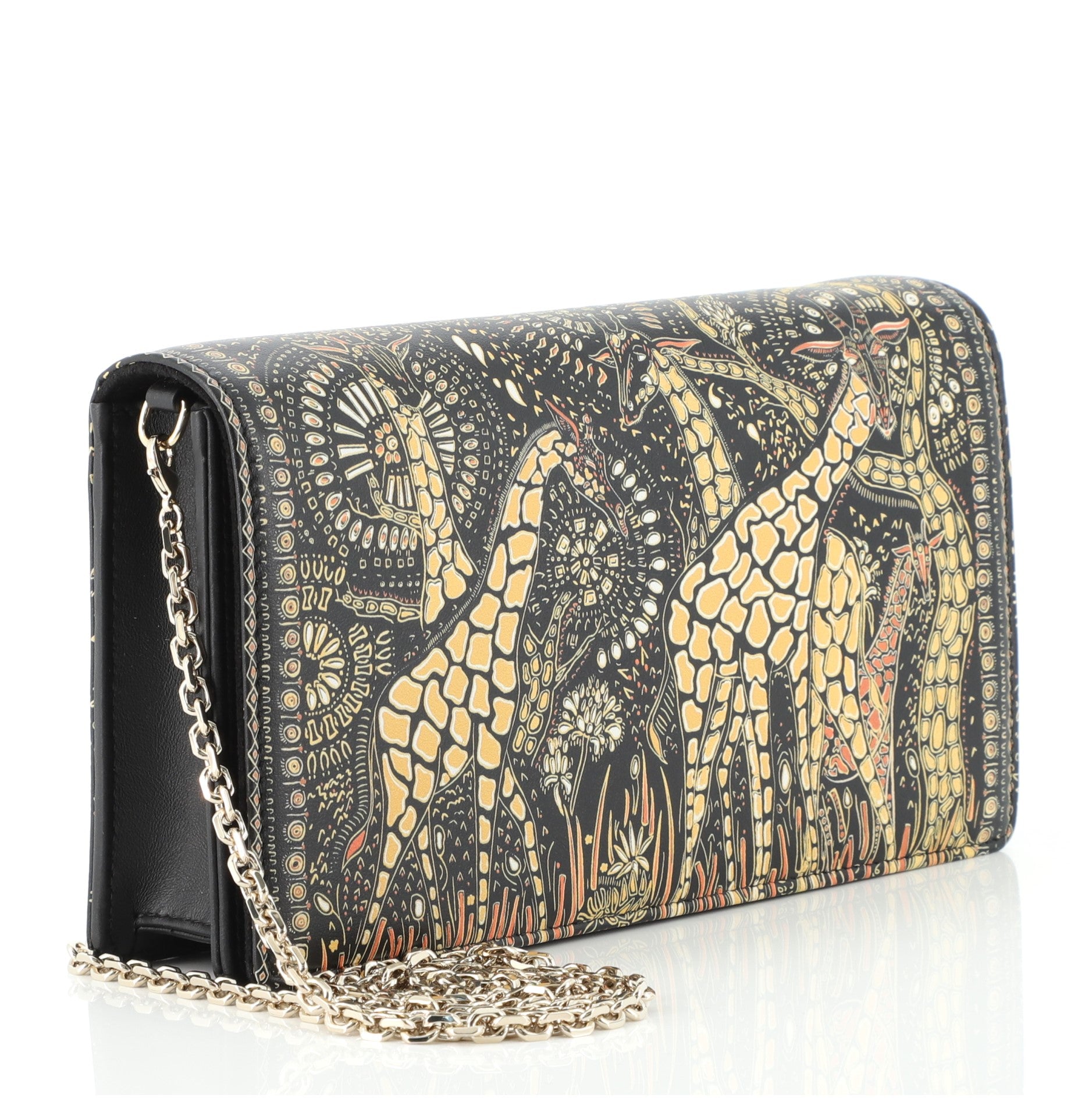 Christian Dior Animals Chain Pouch Printed Leather Multicolor 80911516