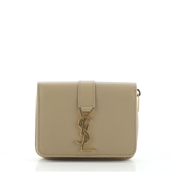 Saint Laurent Line Zip Wallet Leather Compact