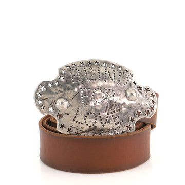 Gucci Blind for Love Oval Buckle Belt Leather with Metal Medium