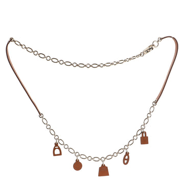 Hermes Olga Charm Chain Belt Metal and Leather