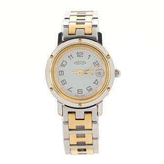 Hermes Clipper Quartz Watch Stainless Steel and Plated Metal 24