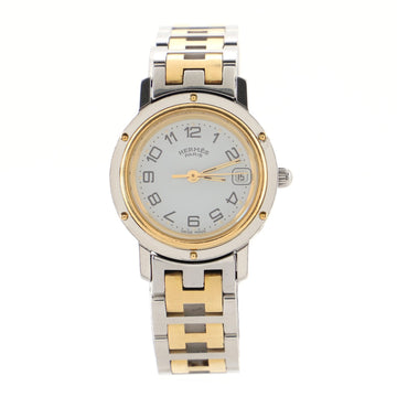 Hermes Clipper Quartz Watch Stainless Steel and Plated Metal 24