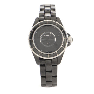 Chanel J12 Intense Black Quartz Watch Ceramic and Stainless Steel 29