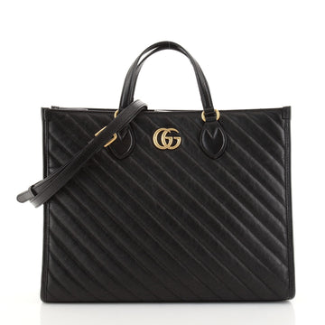 Gucci GG Marmont Shopping Tote Diagonal Quilted Leather Medium