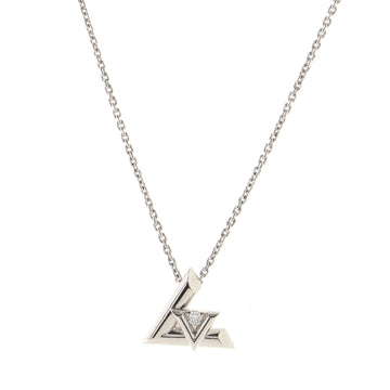 Louis Vuitton LV Volt Pendant Necklace 18K White Gold with Diamond Small