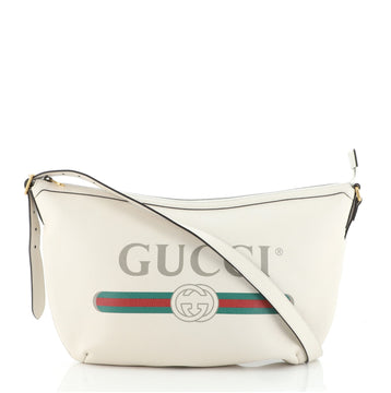 Gucci Logo Half-Moon Hobo Printed Leather