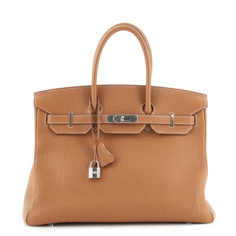 Hermes Birkin Handbag Brown Togo with Palladium Hardware 35