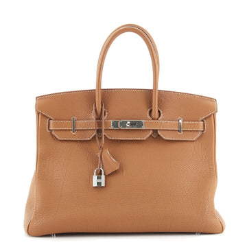 Hermes Birkin Handbag Brown Togo with Palladium Hardware 35