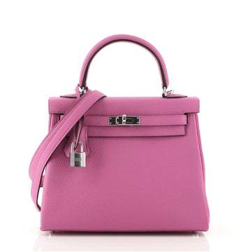 Hermes Kelly Handbag Pink Togo with Palladium Hardware 25