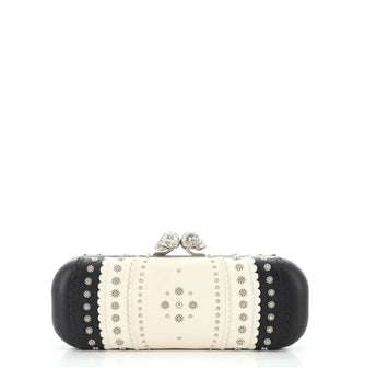 Alexander McQueen Twin Skull Box Clutch Embellished Leather Long