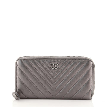 Chanel Zip Around Wallet Chevron Calfskin Long