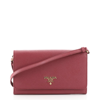 Prada Wallet on Strap Saffiano Leather Small