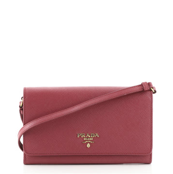 Prada Wallet on Strap Saffiano Leather Small