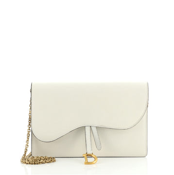 Christian Dior Saddle Chain Clutch Leather