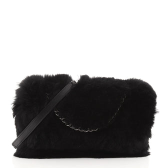 Chanel Chain Zip CC Flap Bag Fur and Quilted Lambskin Medium
