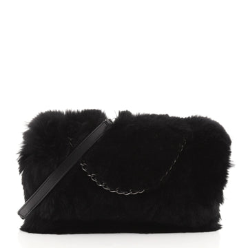 Chanel Chain Zip CC Flap Bag Fur and Quilted Lambskin Medium