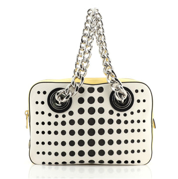 Prada City Fori Chain Shoulder Bag Perforated Calfskin Small