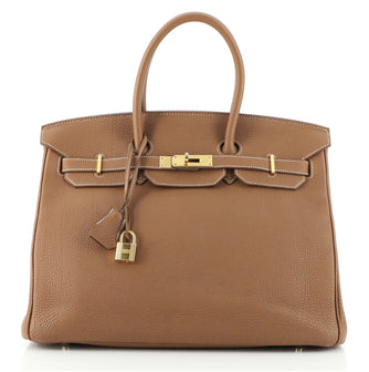 Hermes Birkin Handbag Brown Togo with Gold Hardware 35