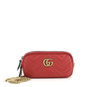 Gucci GG Marmont Triple Zip Chain Bag Matelasse Leather Mini