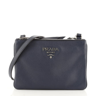 Prada Double Zip Crossbody Bag Vitello Daino Small
