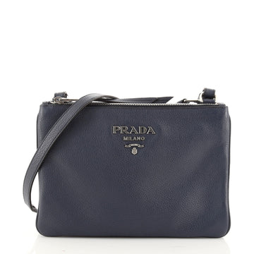 Prada Double Zip Crossbody Bag Vitello Daino Small