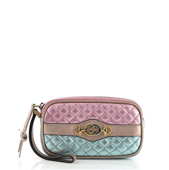 Gucci Trapuntata Wristlet Quilted Laminated Leather