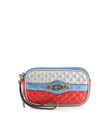 Gucci Trapuntata Wristlet Quilted Laminated Leather